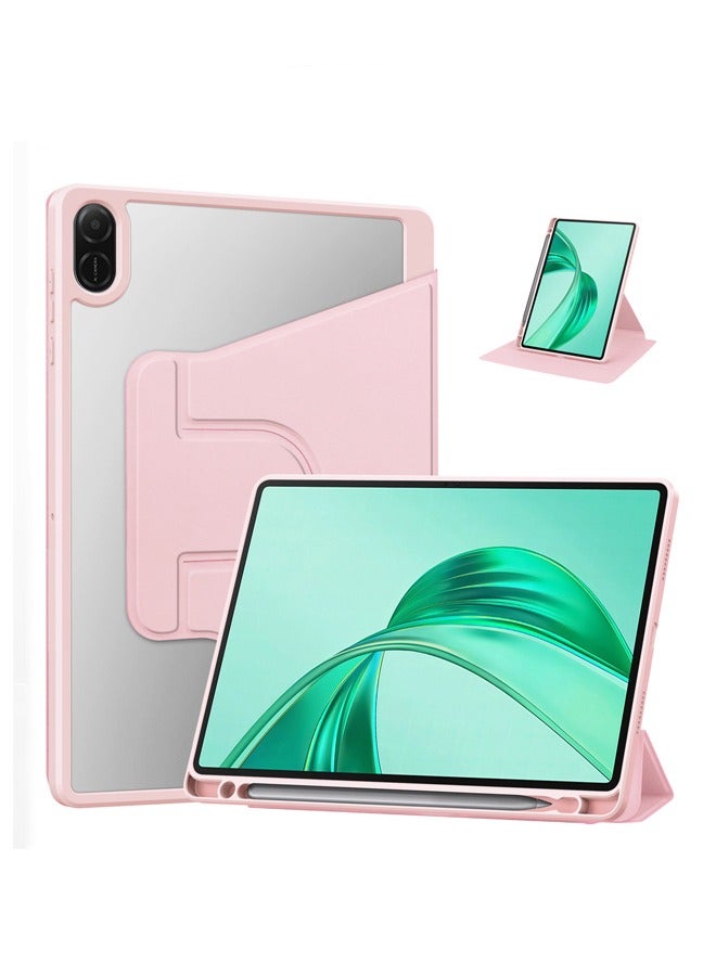 Case for Honor Pad X8a 11 بوصة,حالة الحماية اللوحية,تصميم الدوار 360 درجة من الاكريليك,إيقاظ / نوم تلقائي,جلد ناعم,وردي - Image 1